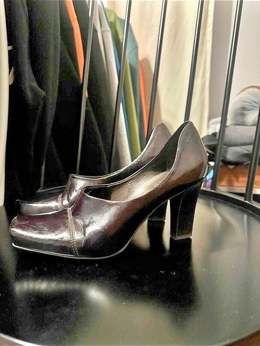 Franco Sarto Brown Square Toe Heels